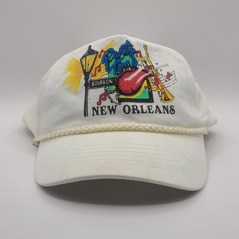 New orleans vintage party line bourbon street white Hat (Kc )